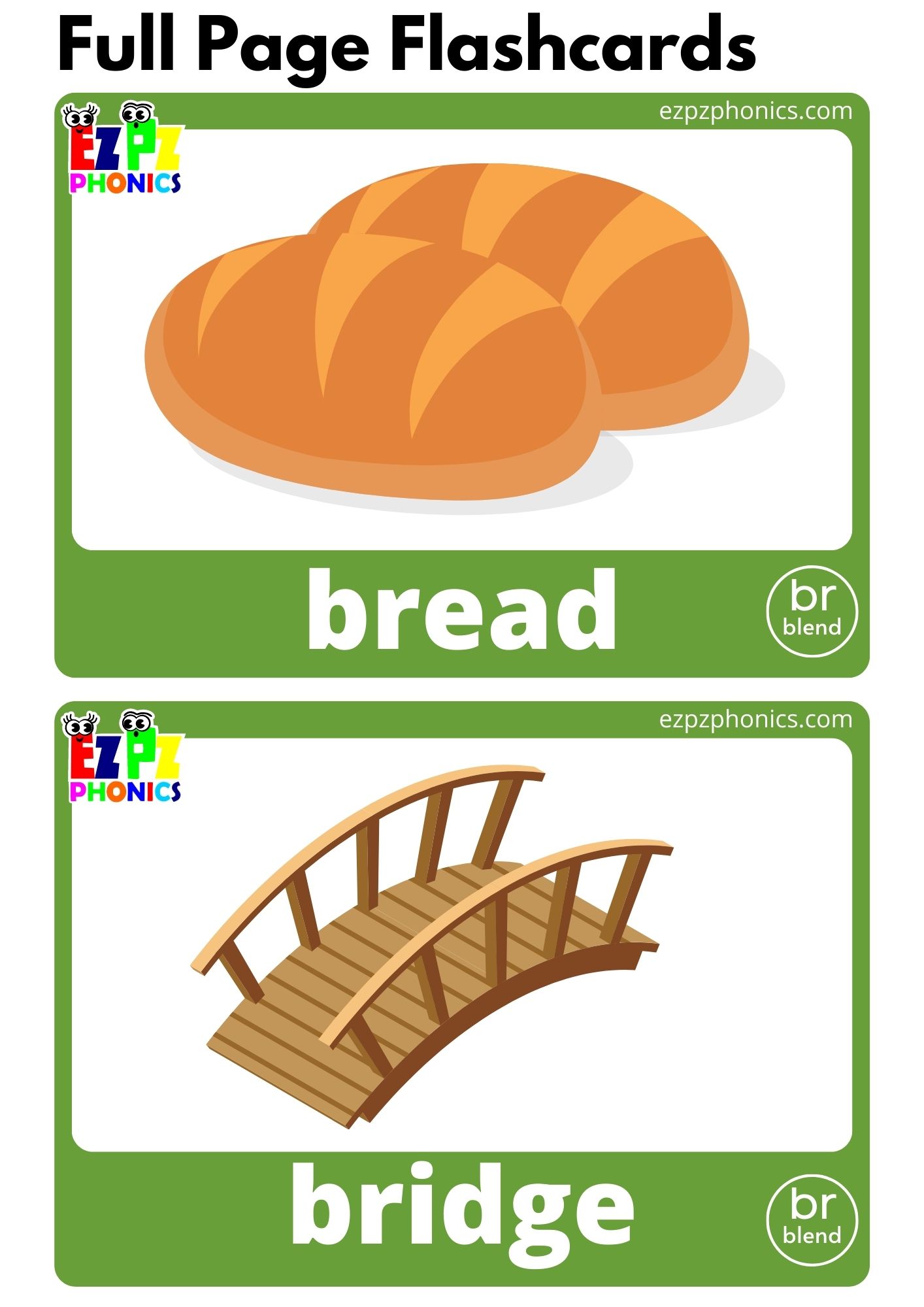 BR Blends Phonics Flashcards with Images and Words Download Free Printable PDF or View Online for Teaching Phonics to Kindergarten and ESL Students